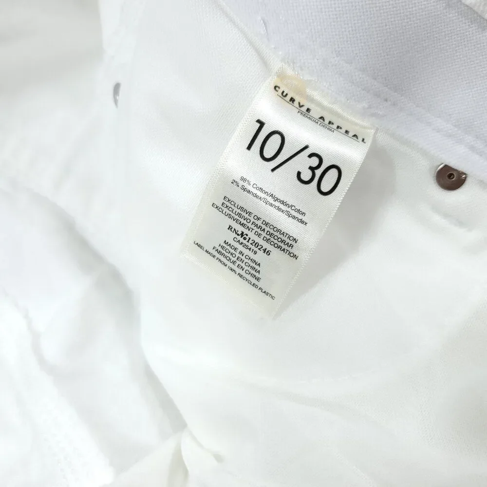 Curve Appeal Rae High Rise Straight Jeans Size 10 30 White Concealed Comfort - Picture 5 of 8